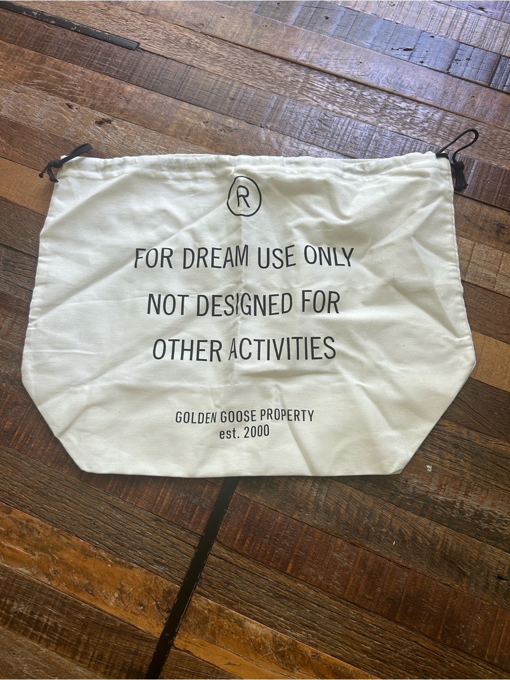 Golden Goose Canvas Drawstring Dust/Shoe Bag - Cream with Black Print